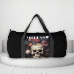 Sac De Sport Goth Crâne et fleurs Nom personnalisé<br><div class="desc">Cette conception peut être personnalisée en choisissant l'option Modifier la conception. Vous pouvez également transférer sur d'autres objets. Contactez-moi à l'adresse colorflowcreations@gmail.com ou utilisez l'option conversation en haut de la page si vous souhaitez avoir cette conception sur un autre produit ou si vous avez besoin d'aide pour cette conception. Voir...</div>