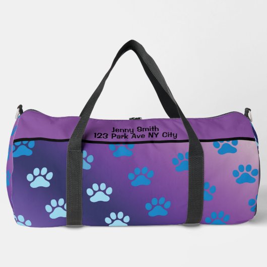 Sac De Sport Gradient Paw Print Stylish Monogram Personalize (Recto)