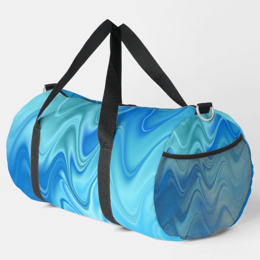 Sac De Sport Grand Abstrait Bleu Ondulé (Coin droit)
