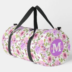Sac De Sport Grand Floral Roses Rose Violet Lavande