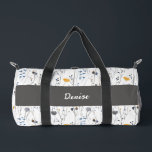 Sac De Sport Gray Blue Watercolor Wildflower Monogram<br><div class="desc">This monogram name boho wildflower pattern would look beautiful for your luggage or gym and yoga accessories!</div>