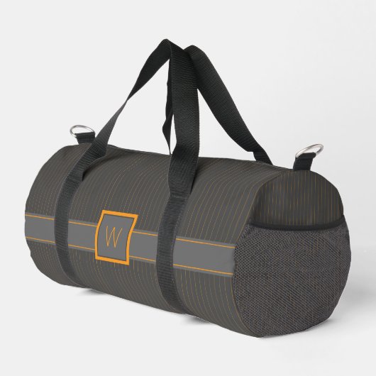 Sac De Sport Gris avec rayures orange (Coin droit)