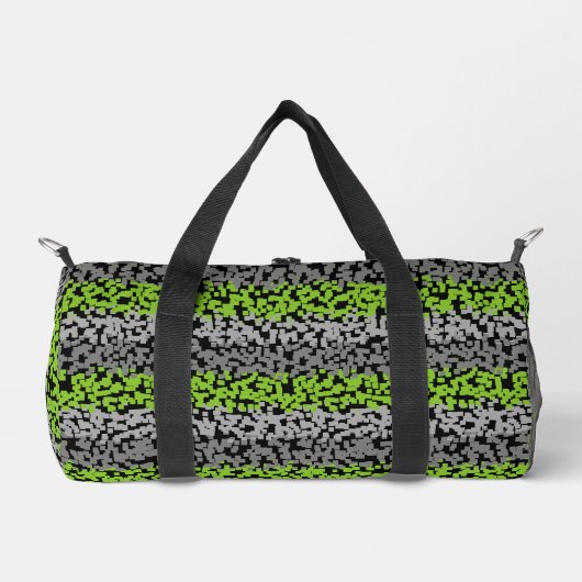 Sac De Sport Gris vert noir pixellisé bandes numériques (Recto)