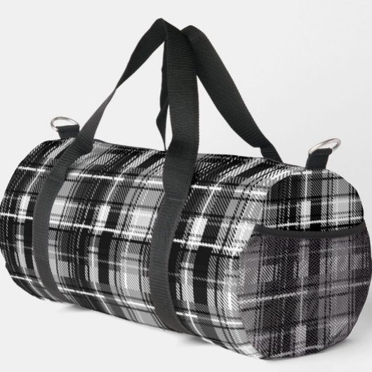 Sac De Sport Grund Black Blanc Flannel Plaid Tartan Design