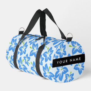 Sac De Sport Hibiscus Bleu, Fleurs Bleues, Votre Nom