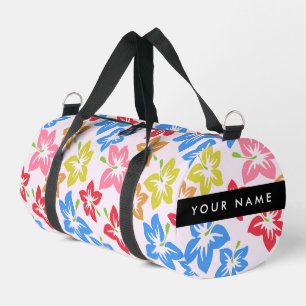 Sac De Sport Hibiscus Coloré, Motif De Fleurs, Votre Nom
