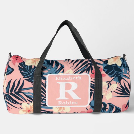 Sac De Sport Hibiscus rose tropical personnalisé Monogramme (Recto)