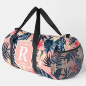 Sac De Sport Hibiscus rose tropical personnalisé Monogramme (Coin droit)