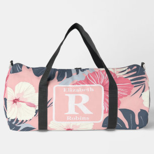 Sac De Sport Hibiscus rose tropical personnalisé Monogramme