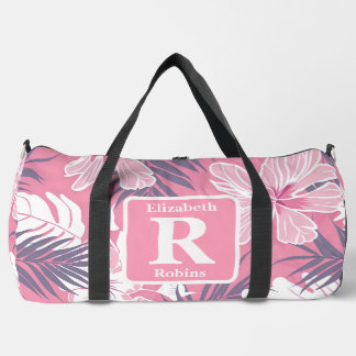 Sac De Sport Hibiscus rose tropical personnalisé Monogramme