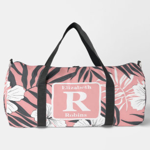 Sac De Sport Hibiscus rose tropical personnalisé Monogramme