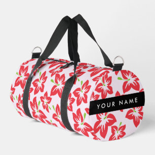 Sac De Sport Hibiscus Rouge, Fleurs Rouges, Votre Nom