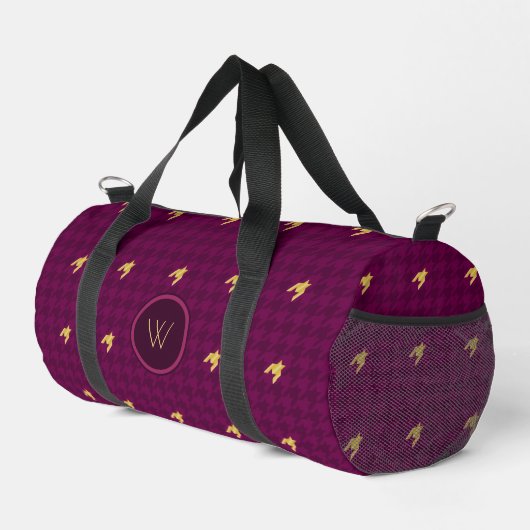 Sac De Sport Houndstooth rose avec accent or (Coin droit)