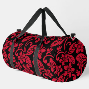 SAC DE SPORT ÎLE PLUMERIA MOTIF EN NOIR/ROUGE