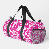 SAC DE SPORT ÎLE PLUMERIA MOTIF EN ROSE CHAUDE (Coin droit)