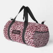 Sac De Sport Impression d'animal léopard rose avec nom et faux  (Coin droit)