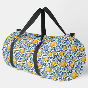 Sac De Sport Imprimé botanique de citron bleu et jaune d'été