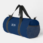 Sac De Sport Initiales de monogramme Nom Bleu Nuit Blanc (Coin droit)