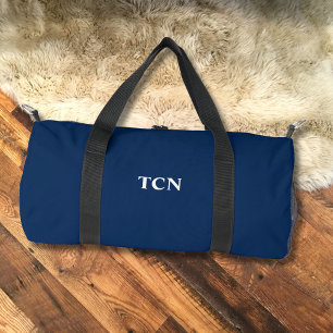 Sac De Sport Initiales de monogramme Nom Bleu Nuit Blanc