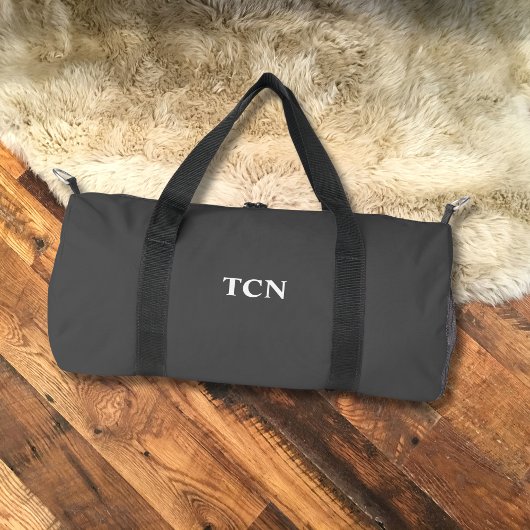 Sac De Sport Initiales de monogramme nom gris gris blanc
