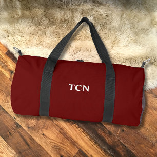 Sac De Sport Initiales Monogramme Nom Bordeaux Marron Rouge Fon