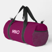 Sac De Sport Initiales Monogrammes modernes rose foncé Bourgogn (Coin droit)