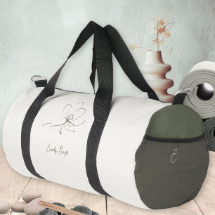 Sac De Sport Ivoire Sage Vert Floral Ligne Art Minimaliste Zen