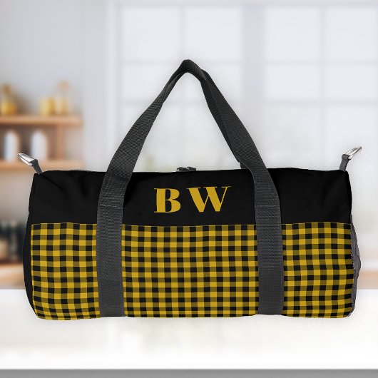 Sac De Sport Jaune noir Buffle chèque plaqué monogramme gras