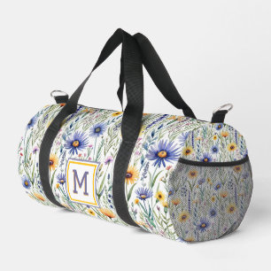 Sac De Sport Joli Fleur sauvage Rustique Floral Monogramme