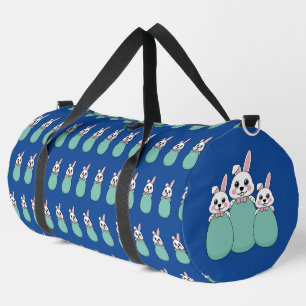 Sac De Sport Joli lapin blanc tenant Motif d'oeufs de Pâques
