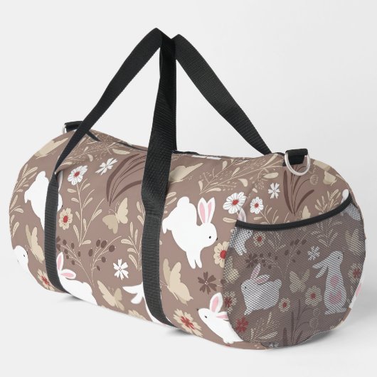 Sac De Sport Joli lapin d'art populaire et fleurs (Coin droit)