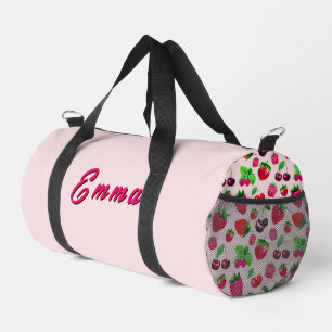 Sac De Sport Joli motif de fraise avec nom personnalisé