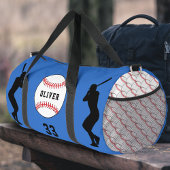 Sac De Sport Joueur de baseball bleu Silhouette Nom
