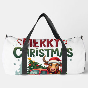 Sac De Sport Joyeux Noël Vache des Highlands Écossais Noël Ferm