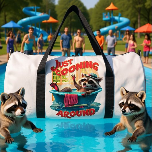Sac De Sport Just Cooning Playful Raccoon Splashing in Bath ,