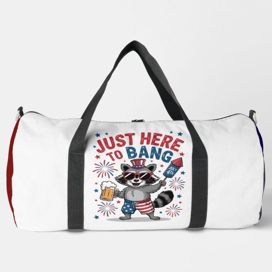 Sac De Sport Just Here to Bang" - Patriotic Raccoon (Recto)