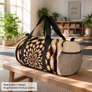 Sac De Sport Kaleidoscope de fleurs en mandala décor en ivoire