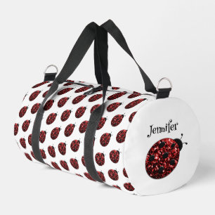 Sac De Sport Ladybug scintille rouge motif blanc nom personnali