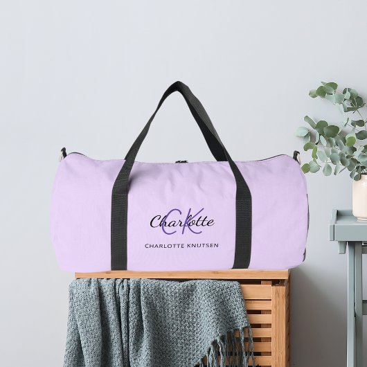 Sac De Sport Lavande violet monogramme initiales nom moderne