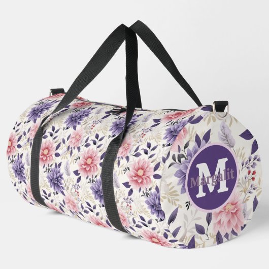Sac De Sport Lavande violet rose Floral Grand (Coin gauche)