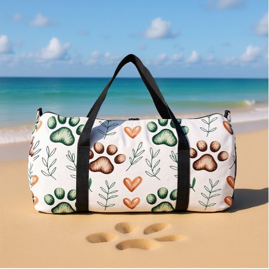 Sac De Sport Leafy Paw Print Pet Travel 