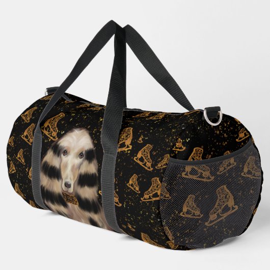 SAC DE SPORT LÉVRIER AFGHAN OR (Coin droit)