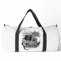 Loup et corbeau avec crâne