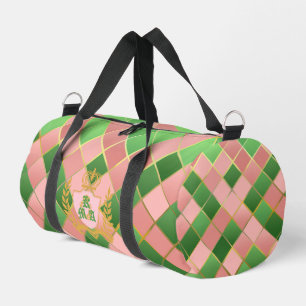 Sac De Sport Luxe Chic Prépas Rose Vert Argyle Monogramme Blaso