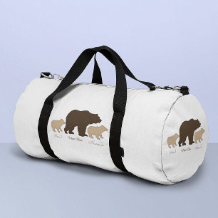 Sac De Sport Maman Ours Personnalisée Avec 2 Noms d'Enfants Cad