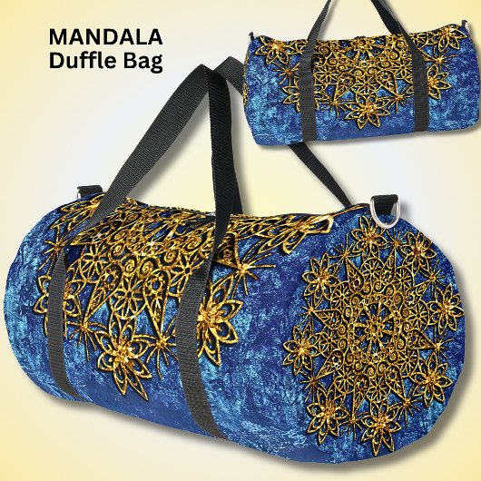 Sac De Sport Mandala Gold de couleur vive sur bleu