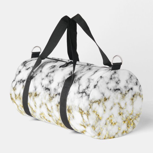 Sac De Sport Marbre blanc noir faux brillant (Coin gauche)