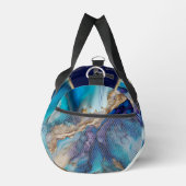 Sac De Sport Marbre bleu or moderne Nom personnalisé (Droite)