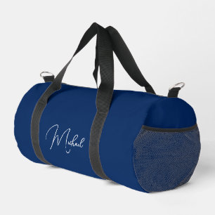 Sac De Sport Marine Bleu Blanc Monogramme Nom Gym Sports Voyage