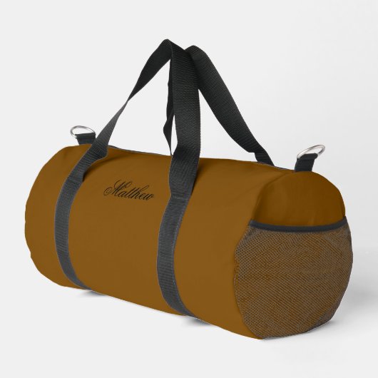 Sac de sport marron personnalisé avec nom personna (Coin droit)